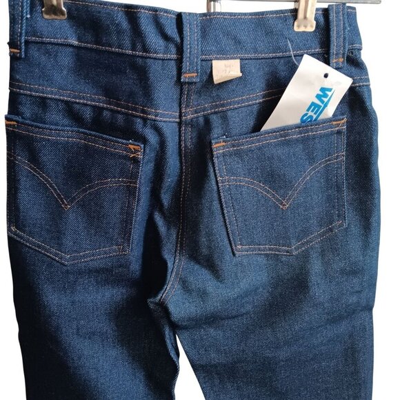 24x27 12 SLIM Vintage 1970's Boys Jeans RAW INDIGO DENIM STRAIGHT JEANS USA NEW - Picture 4 of 6
